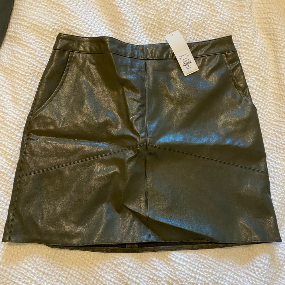 Francesca’s Green Leather Mini Skirt